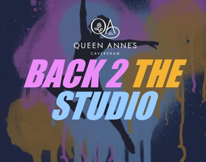 A silhouette of a dancer with the headline: Back 2 the studio