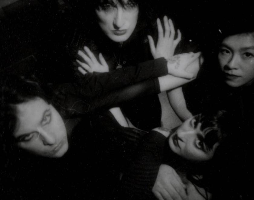 Members of the band Black Bordello as seen from above