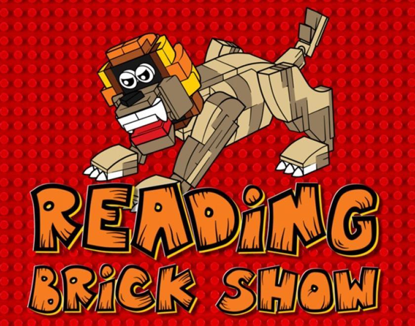 Reading Brick Show logo featuring a drawing of a LEGO lion model