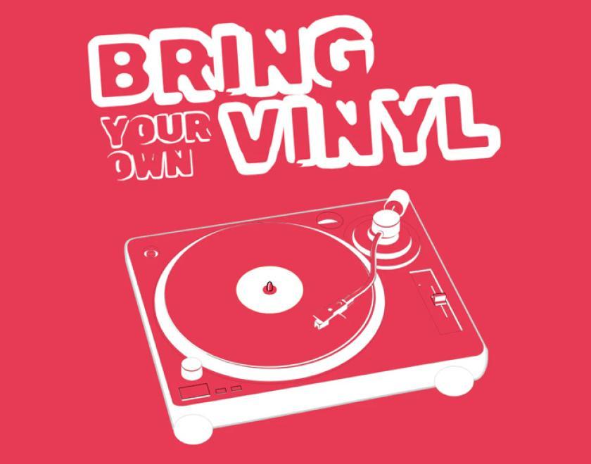 Bring Your Own Vinyl logo with an image of a record player