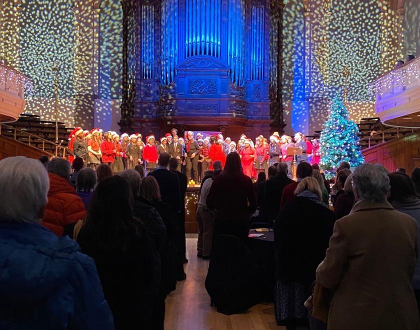 choir on stage at Reading Concert hall