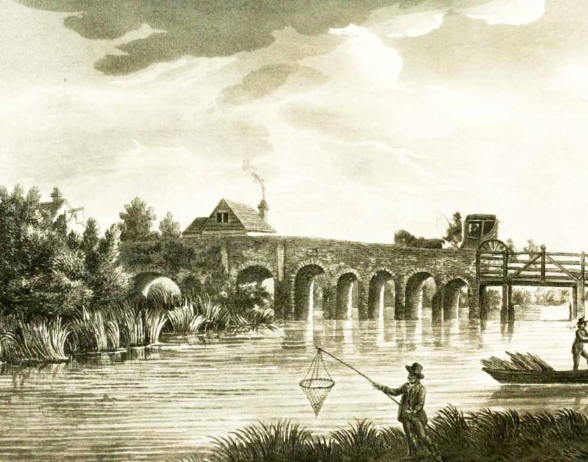Caversham Old Bridge - antiquarian print