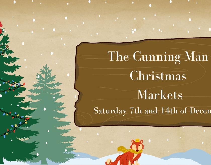 The Cunning Man Christmas Markets logo with a drawing of a Christmas tree