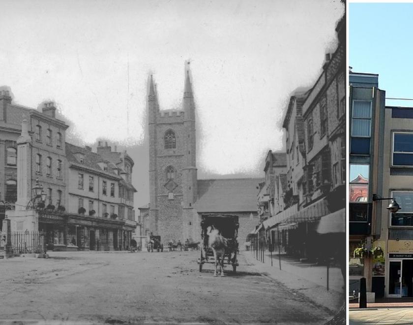 Then and now shots of Reading Corn Exchange building