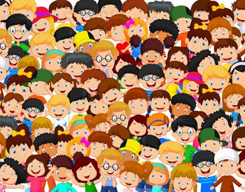 cartoon children in a crowd