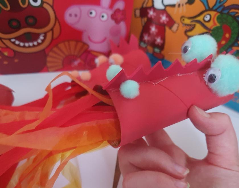 Dragon made from craft supplies