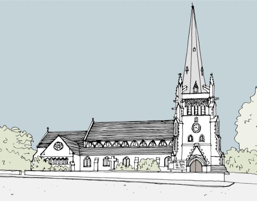Drawing of Christ Church, Reading