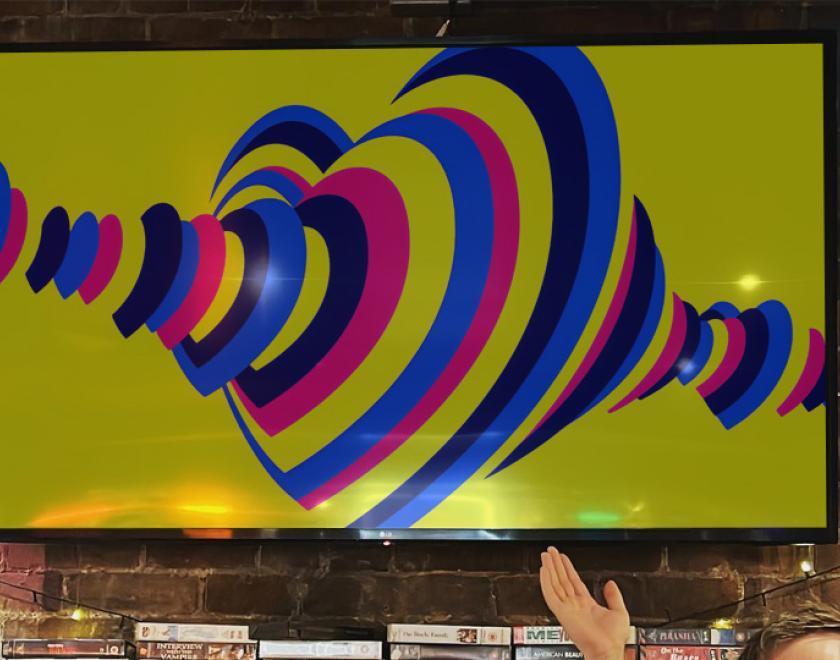 Eurovision logo on the Oakford TV screen