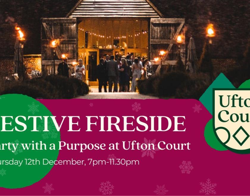 Image of people standing in the doorway of the barn at Ufton Court