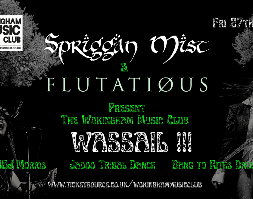 details of the concert featuring Spriggan Mist and Flutatious