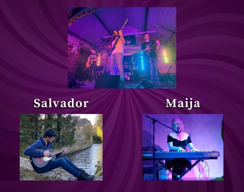 bohemian night logo and images of the three acts performing