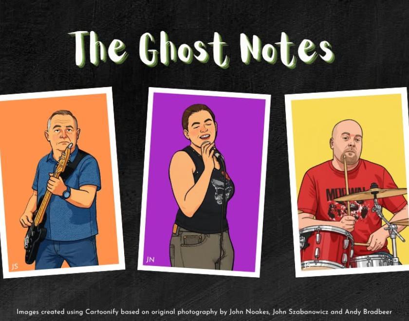 AI-generated cartoon images of band members
