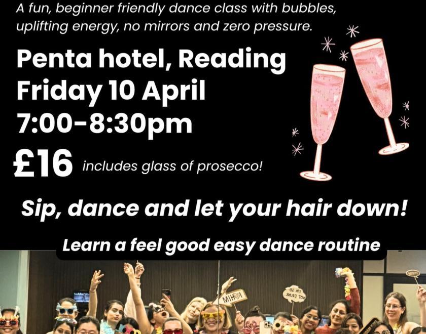 Poster with image of dancers in a class and details of the event