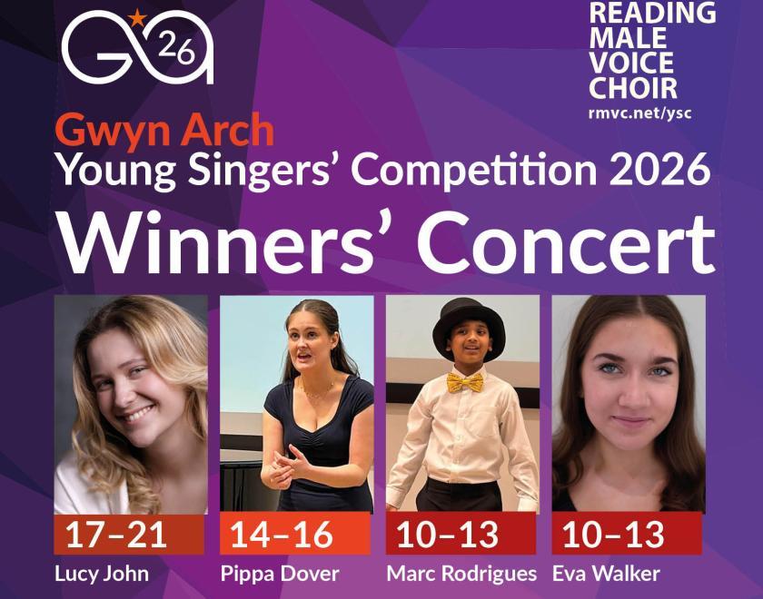 Poster with headshots of the four young finalists