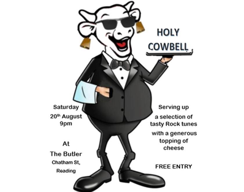 cartoon image of a cow dressed as a butler