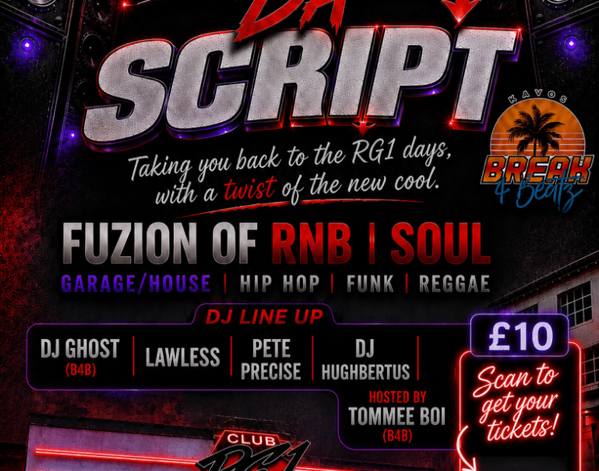 FLIP DA SCRIPT, image with qr code to buy tickets
