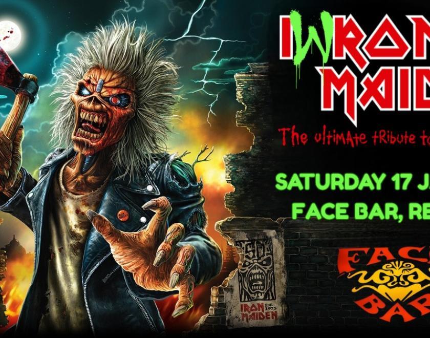 Poster for Iwrong Maiden gig with image of Eddie