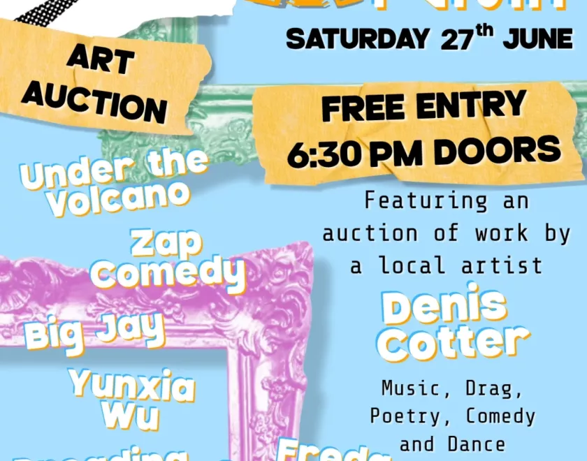 Poster for The Rising Sun Variety Night with info about the acts performing