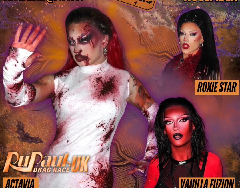 Poster for Kream Cabaret Drag Night with drag queens in sexy outfits