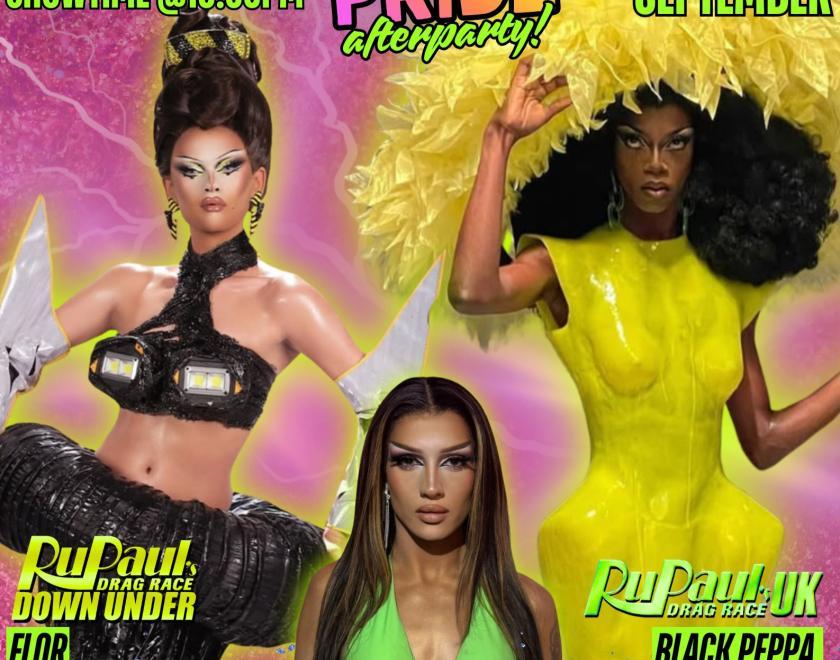 Poster for Kream Cabaret Drag Night with drag queens in sexy outfits