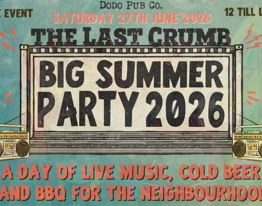 The Big Summer Party poster with the title against a breen background