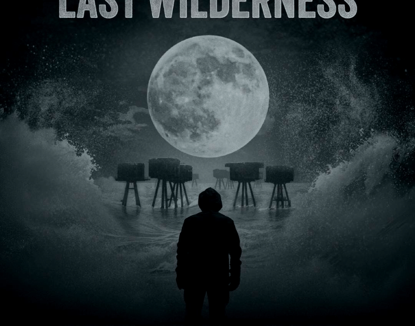 Film poster with a silhouetted person in front of a moon
