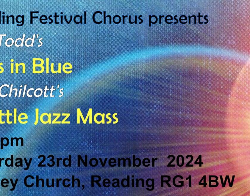 poster for Mass in Blue and A Little Jazz Mass, with the titles over a red and blue background