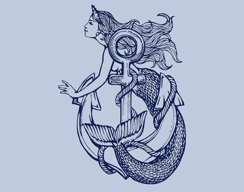 Drawing of a mermaid