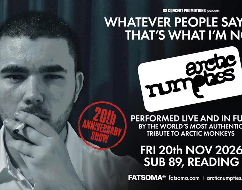 Event poster with an image of a man with a crewcut smoking a cigarette