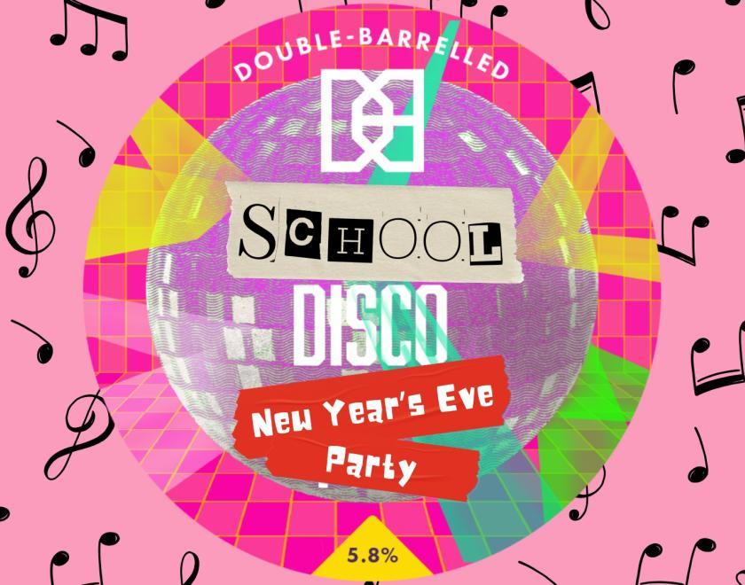 garish logo for NYE School disco