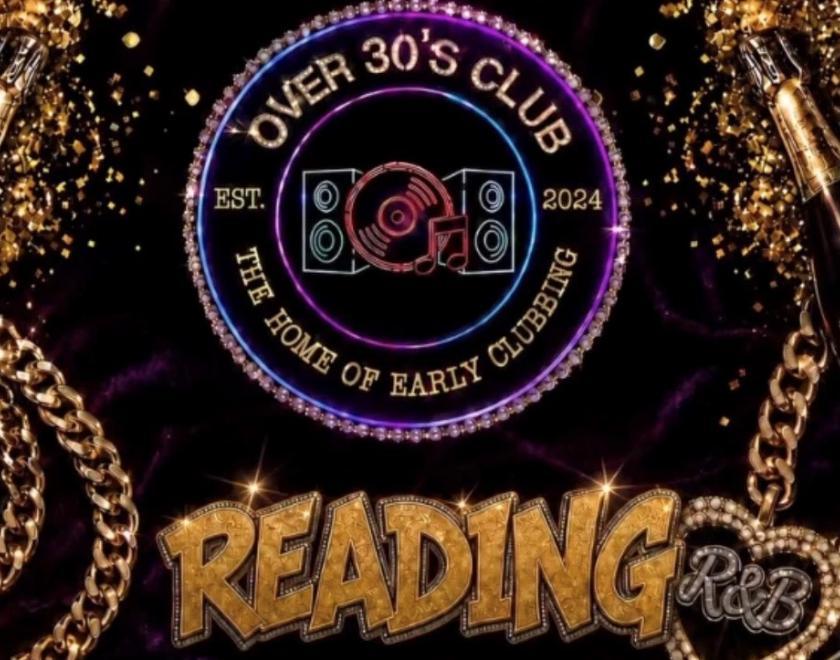 AI-generated poster with the over-30s club logo and images of gold chains