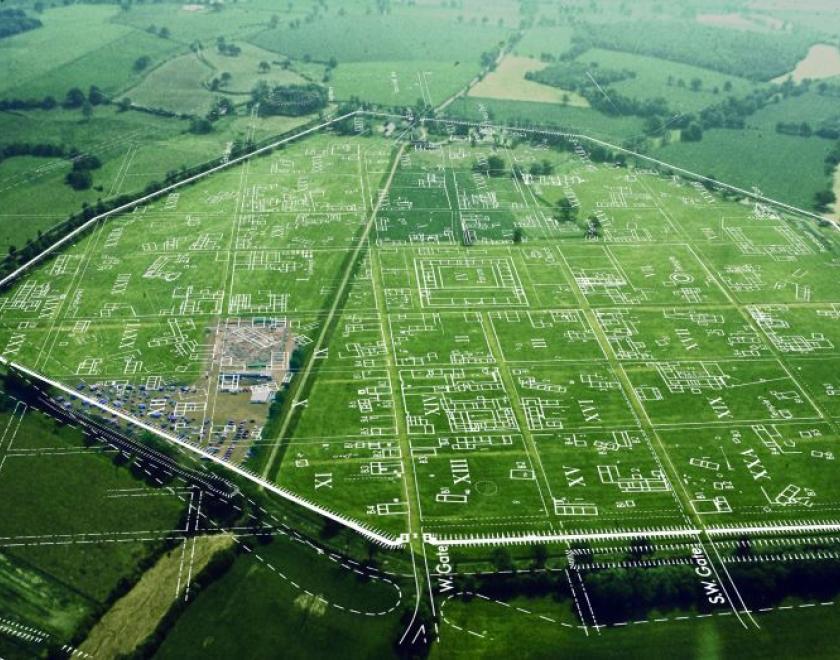 Ariel image of site of Silchester Roman Town