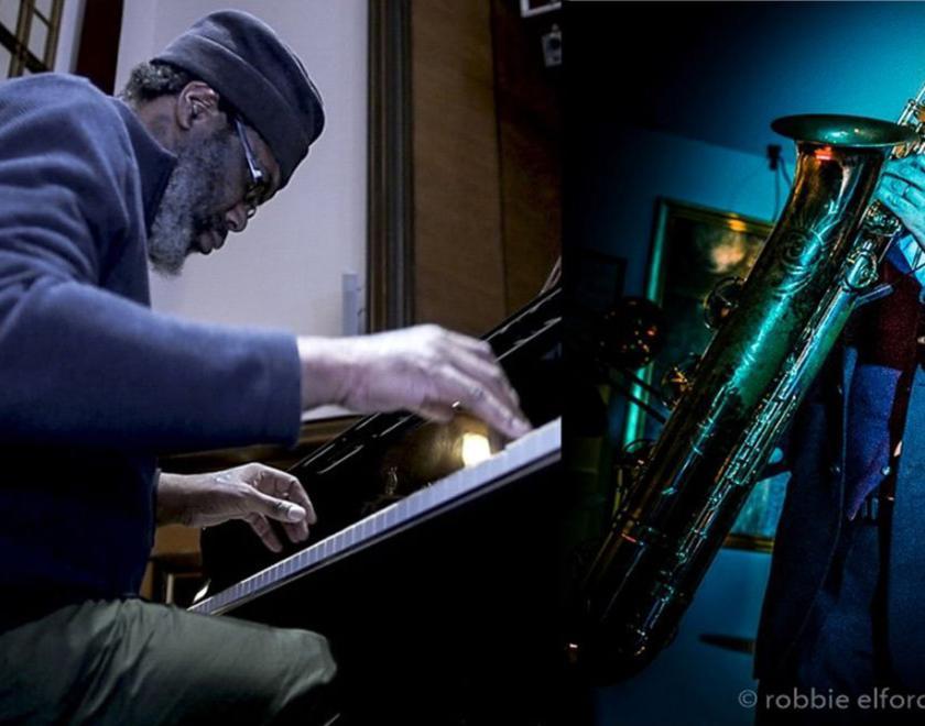 Musicians Pat Thomas on the piano and Tim Hill on the saxophone