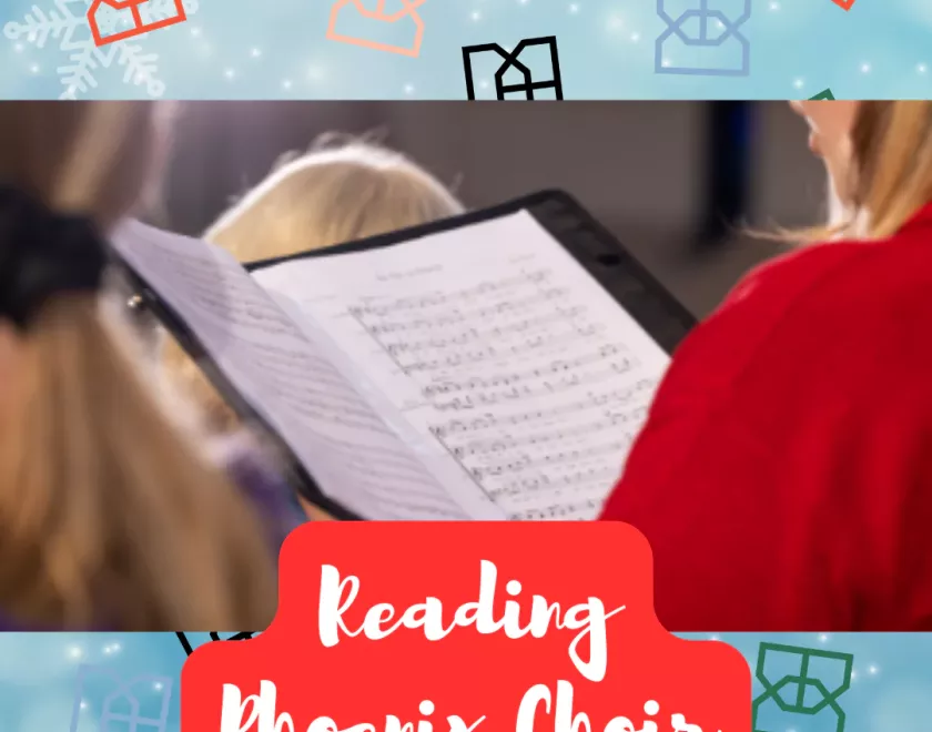 picture of choir member taken from over their shoulder, reading choir music