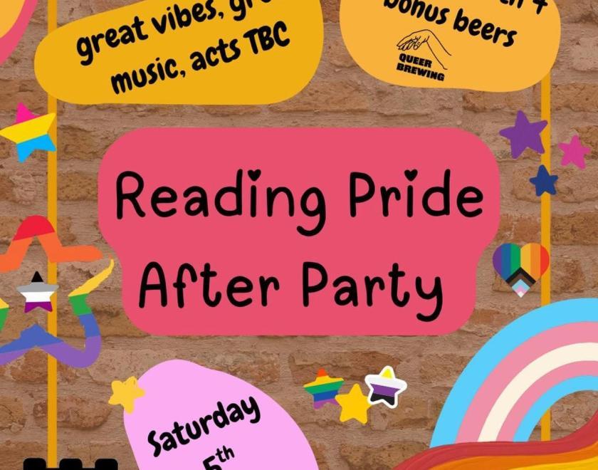 poster with info about the event and some rainbow imagery