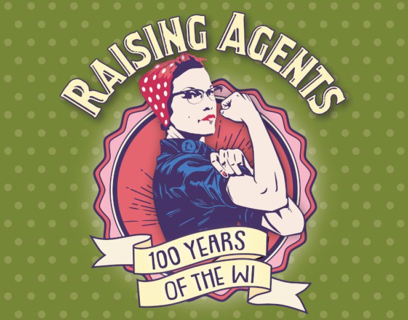 Raising Agents logo featuring a drawing of a woman in the we can do it pose