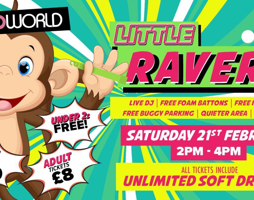 Poster for Little Ravers with a cartoon monkey
