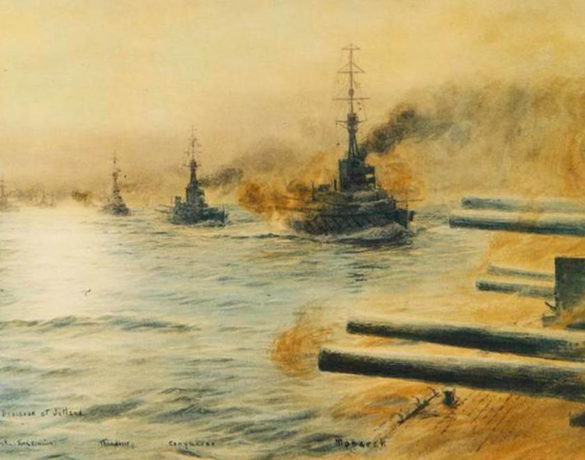 The RoyalNavy Second Division at the Battle of Jutland - painting