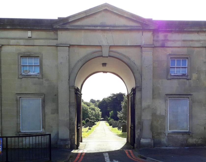 The entrance gates to Reading's old Cemetery