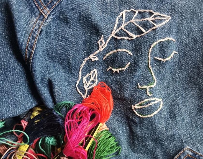 Embroidery on denim