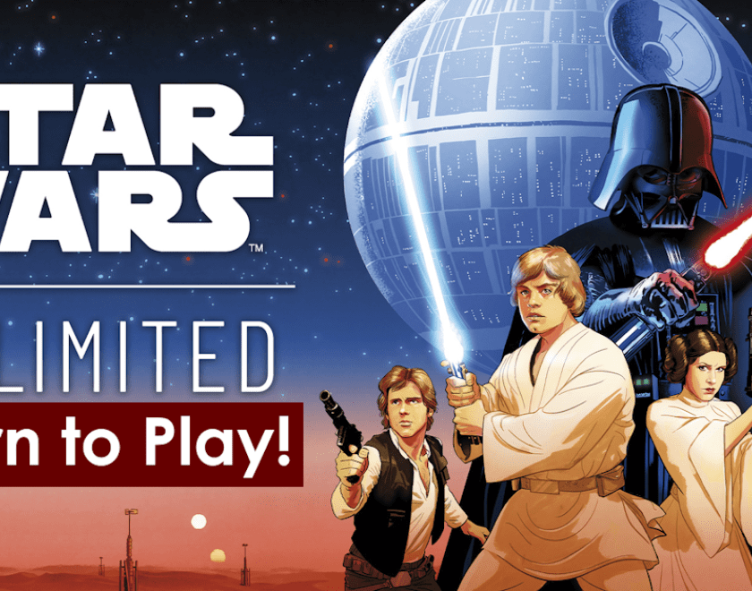 image showing a star wars background with text stating learn to play