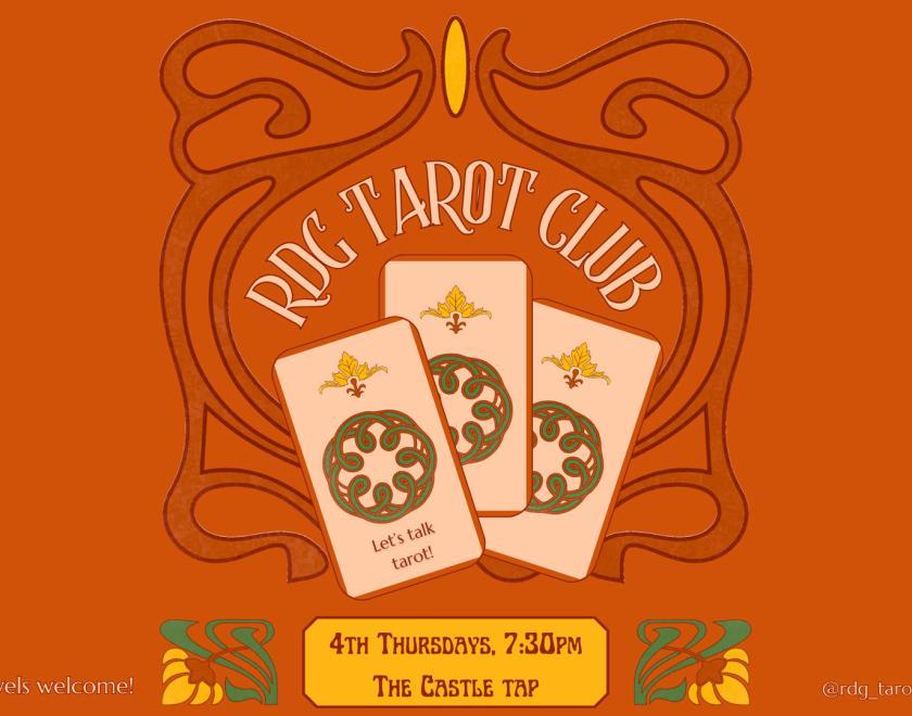 RDG Tarot Club logo with images of Tarot cards