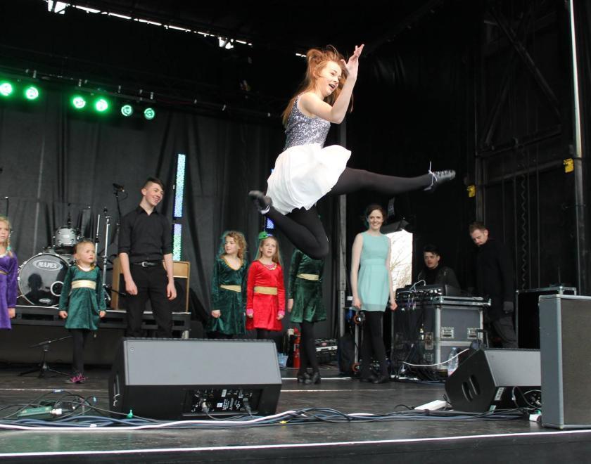 Defying gravity at a display in Reading. 