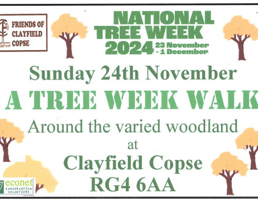 Poster for Tree Week Walk with Friends of Clayfield Copse