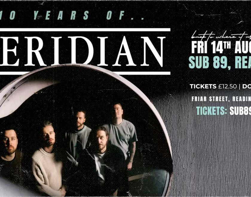 Poster with an image of the band members as if in a camera lens