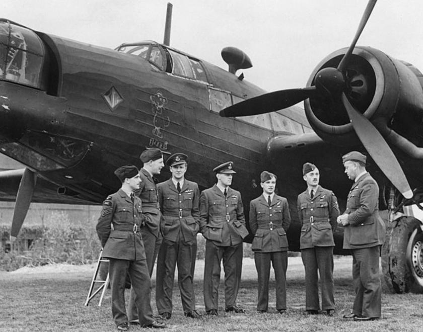 Wellington bomber and its crew during World War Two