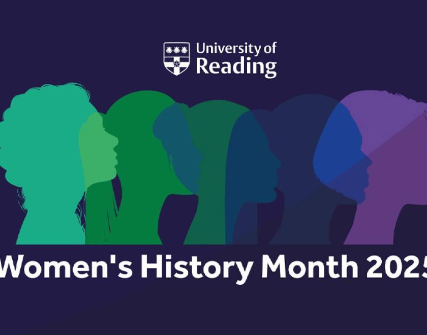 University of Reading Women's History Month logo with five overlapping silhouettes of women's heads