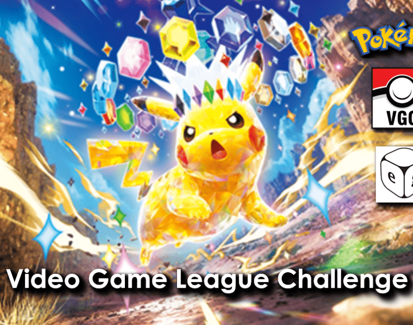 pikachu from surging sparks with the text pokemon video game challenge league